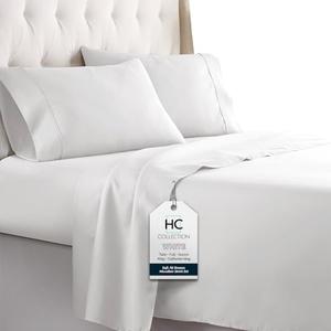 HC Collection Bed Sheets Set, HOTEL LUXURY Platinum Collection 1800 Series Bedding Set, Deep Pockets, Wrinkle & Fade Resistant, Hypoallergenic Sheet & Pillow Case Set (Queen, White)
