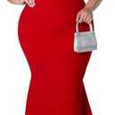 Ekaliy Women's Plus Size Maxi Dress Elegant V-Neck Ruffle Sleeves Bodycon Mermaid Evening Gown.2XL