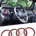 Savadicar Red Carbon Fiber Interior Accessories - AC Air Vent Trim Ring Cover for 2018-2023 Jeep Wrangler JL JLU 4XE & Gladiator JT - Premium Texture Interior Decor Upgrade Option, 4-Piece