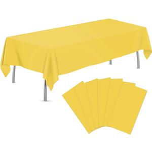 2 x tujol Yellow 6 Pack Plastic Table Cloth 54" x 108", Disposable Tablecloths Rectangle Table Cover, Plastic Tablecloths for Parties