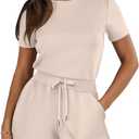 ANRABESS Romper for Women Short Sleeve Summer Tshirt One Piece Jumpsuit Beach Vacation Travel Outfits 2025 Dressy Clothes, Size L