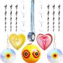 Bird Repellent Devices Kit,14 Piece,Reflective Scare Rods, Bird Scare Tape, Discs, Heart Wind Spinners, Keep Woodpeckers, Pigeons & Geese Away Effective Hanging Decor for Patio, House Siding