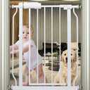 Small Narrow Baby Gate for Stairs Doorways Hallways 24 Inch to 29 Inch Wide Pressure Mounted Baby Gate Walk Through Child Gates for Kids or Pets Indoor Safety Gates