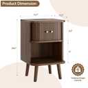 Decofy Fluted Nightstand, Charging Station & Sliding Door, Walnut, 1 Pack