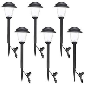 HECARIM 6 Pack Low Voltage Pathway Lights - Waterproof Outdoor Landscape Lighting, Super Bright LED Garden Lights for Walkway, Energy-Saving 5V Weatherproof Stake Lights (Dusk to Dawn Auto On/Off) (Black)