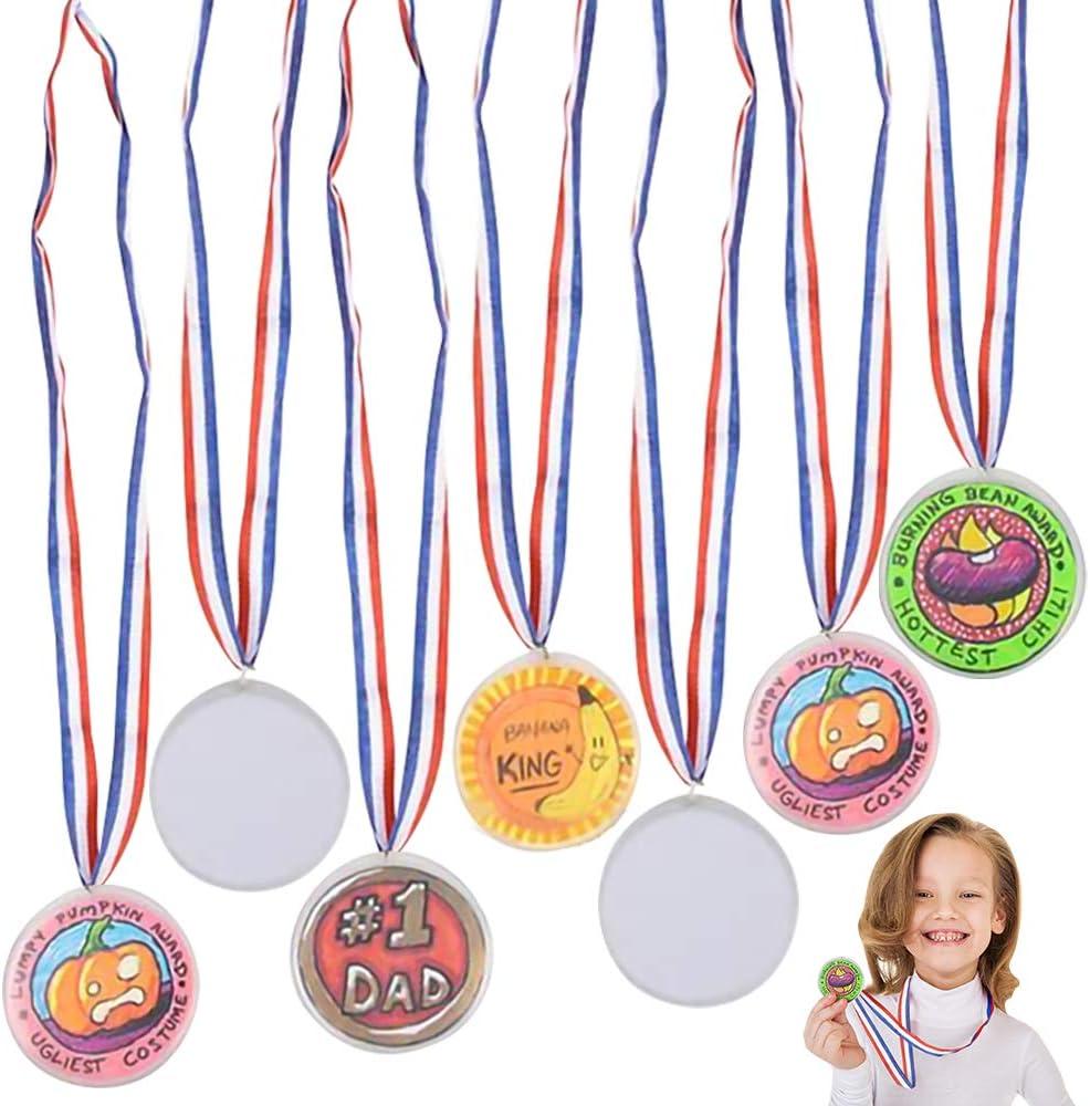 ArtCreativity Make Your Own Medals Kit, Set of 24 Custom Medals, DIY Award Medals for Kids with Patriotic Ribbons, Fun Craft Activity Kit for Parties, School and Home, Party Favors Medals