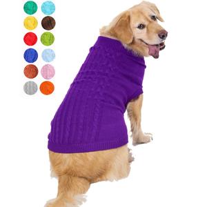 Dog Sweater, Warm & Comfortable Winter Turtleneck Pullover, XX-Large, Purple, Acrylic, Machine Washable, Striped, Christmas, Dog, Cat, Unisex, 28-40 lbs, Large Breeds