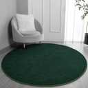 FlyDOIT Round Area Rugs for Bedroom Living Room, 5x5 Dark Green Super Soft Comfy Thickened Memory-Foam Indoor Circle Carpet, Modern Aesthetic Minimalist Carpet for Boys Girls Adults Nursery Home Décor