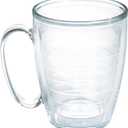 Tervis Clear & Colorful Tabletop Made in USA Double Walled Insulated Tumbler Travel Cup Keeps Drinks Cold & Hot, 16oz Mug, Clear