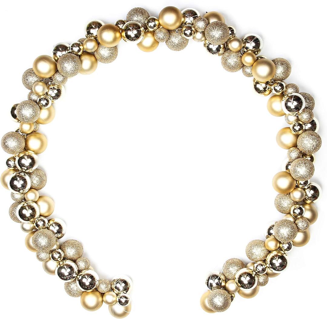 6 Feet Christmas Garland Balls Ornaments Shatterproof Christmas Bulb Garland Outdoor Indoor Hanging Decors Home Party Xmas Tree Decorative Luxury Golden