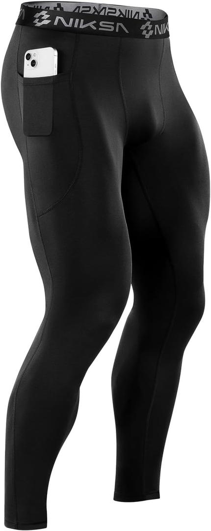 Niksa 1/3 Pack Men's Compression Pants, Performance Athletic Sports Leggings Gym Tights for Running Yoga Workout Sports,XL