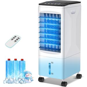 Portable Air Conditioners, 3-IN-1 Evaporative Air Cooler, 2.5 Gal Fast Cooling Portable AC Unit w/Remote & Timer, 3 Speed Quiet Swamp Cooler, Windowless Air Conditioner Fan for Room Office Garage