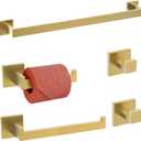 5-Pieces Bathroom Hardware Accessories Set Stainless Steel Brushed Gold Towel Bar Holder Sets, Wall Mounted