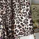 Girl's Leopard Print Casual Shorts Y2K Letter Patched Elastic Waist Summer Mini Shorts (Coffee Brown)