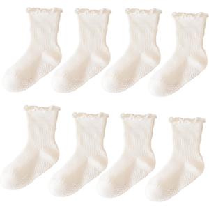 8 Pairs Girls Frilly socks toddler Ruffle Socks Baby Grip Socks
