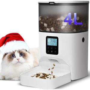 ANDOLL HOME Automatic Cat Feeder, 4L Cat Food Dispenser with 10s Voice Recorder, Pet Feeder up to 8 Meals per Day, Timed Dog Feeder with Dry Food Sealed Ring