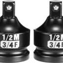 3/4" F to 1/2" M Socket Adapter 2PCS Set, CR-MO Steel Square Drive Converter Kit for Impact Wrenches & Ratchets, Heavy Duty Socket Reducer/Enlarger for Auto Repair