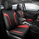 Black and Red Car Seat Covers Full Set - Breathable Faux Leather Universal 5 Seat Covers for Cars, Automotive Protector Fit for Most Sedan SUV Pick-up Truck