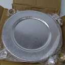 13 Inch Round Elegant Serve ware Charger Plates with Matching Napkin Rings, Wedding, Dinner party, Event - Choose from our Variety of Styles and Quantities (6, Hammered Silver)