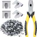 300 Pieces Wire Cage Clips with 1 Piece Wire Cage Buckle Snap Plier for Rabbit Chicken Pet Dog Cat Coop(Silver, Black Yellow)