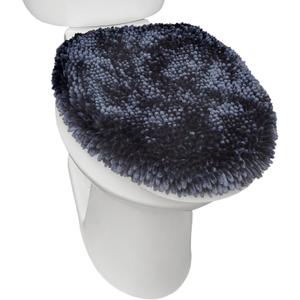 Town & Country Basics Spa Step Noodle Solid Bathroom Toilet Lid Cover, Plush, Soft, and Absorbent, Machine Washable, Blue, 18.5"x19.6"
