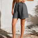 Women's Lounge Athletic Shorts with Pockets, 6.1" Sweat Shorts Women, Summer Casual Elastic Walking Running Shorts (Gray, XXL)