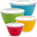 BINO | Mixing Bowl Set with Lids | Versatile Plastic Bowls for Kitchen Mixing, Serving, and Storage - 4-Piece Mixing Bowl Set in Various Sizes | Space-Saving Nesting Design | Dishwasher Safe (Multicolor)