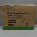 PakTalk 50 Pack Soup Containers with Lids, Disposable and Biodegradable Ice Cream Cups Kraft 12oz Paper Soup Bowls with Lids for Hot Drinking, Food, and Ice Cream (50 sets, 12 oz)