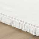 Lush Decor Boho Fringe 15-Inch Tailored Drop Easy Fit Bed Skirt King Size Single 78" W x 80" L +15" Pure White - King Bed Skirt - Wrap Around Bed Skirt
