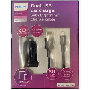 Philips Dual USB Car Charger w/USB-A/USB-C
