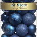 KI Store Blue Christmas Balls 34pcs 2.36-Inch Christmas Tree Decoration Ornaments for Xmas Tree Holiday Wreath Garland Decor Ornaments Hooks Included