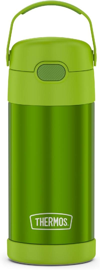 THERMOS FUNTAINER Water Bottle with Straw - 12 Ounce - Kids Stainless Steel Vacuum Insulated Water Bottle with Lid, Lime