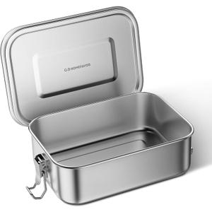 G.a HOMEFAVOR Stainless Steel Bento Lunch Box - Leak-Proof Metal Bento Box, Large Food Container with Lock Clips, Snack Container, Dishwasher Safe, 800 ml/27 oz