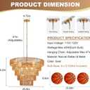 25.6" Large Rattan Gold Chandelier for Dining Room, Farmhouse 8-Lights Boho Hand-Woven Bamboo Chandelier, Drum Wicker Golden Chandeliers for Kitchen Island, Living Room, Bedroom