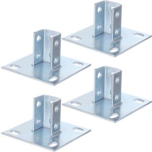 4 PCS Strut Post Bases, 4 Slotted Holes U Post Base for 1-5/8 Inches Square Single Channel, 5.7 x 5.7 Inches Large Panel Anti-Tilt Ground Bracket, Heavy Duty Galvanized Carbon Steel Floor Post Base