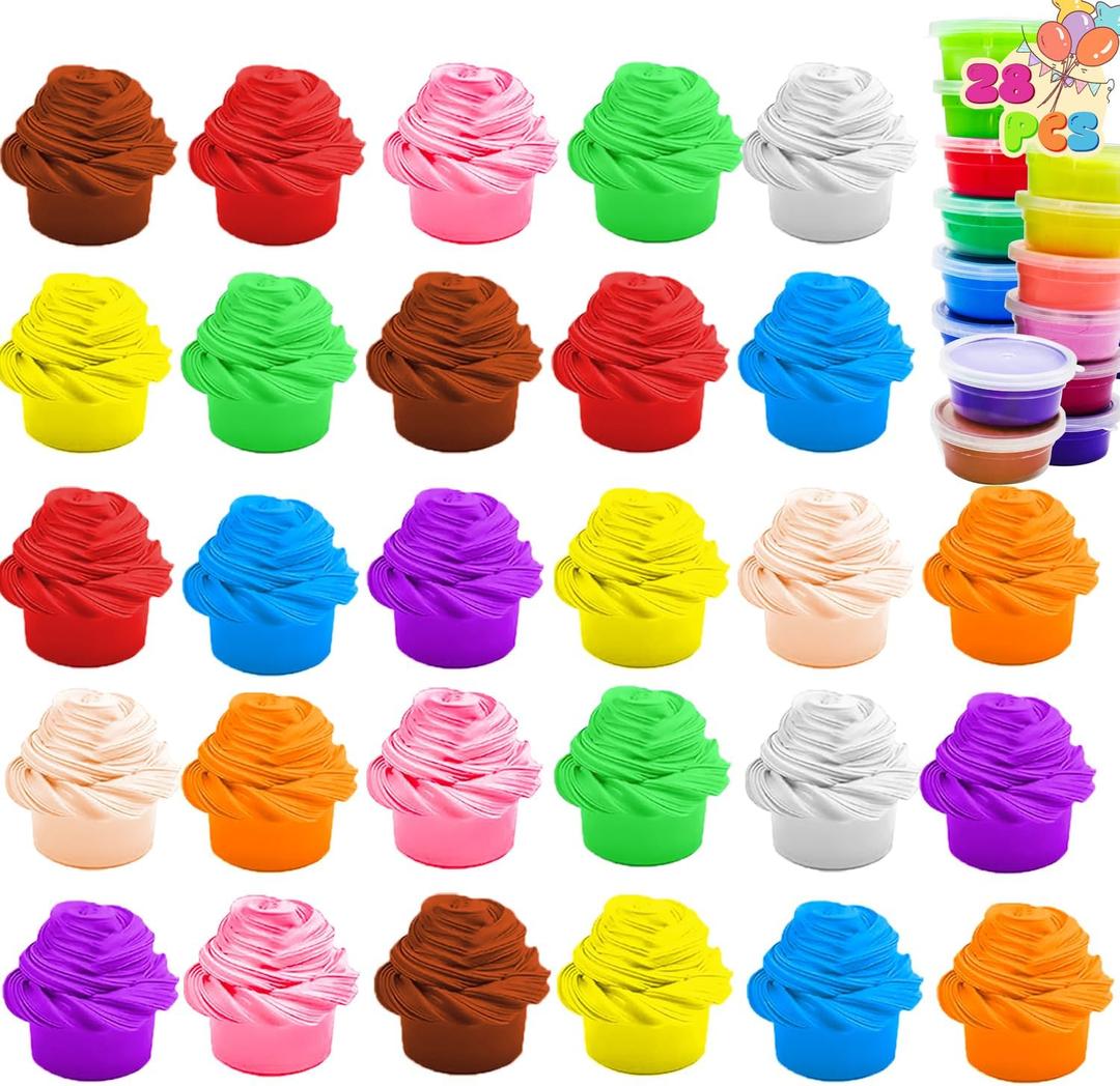 28pcs Butter Slime for Kids, Playdough Modeling Clay for Valentines Day School Classroom Exchange Gift Party Favor Prizes