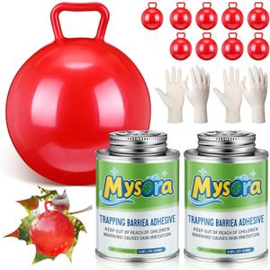 Apple Maggot Trap Deluxe Kit, 13.6 oz (2 * 6.8 oz) Apple Gnat Trap Coating with Brush and 10 Red Balloons and 2 Pairs Gloves, DIY Fly Traps Kit for Cherry Tree Fruit Fly, Oriental Fruit Moth