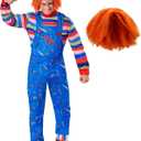 Morph Play Time Killer Doll Costume Mens Horror Movie Costumes Adult Halloween Killer Costume Creepy Doll for Men (Large)