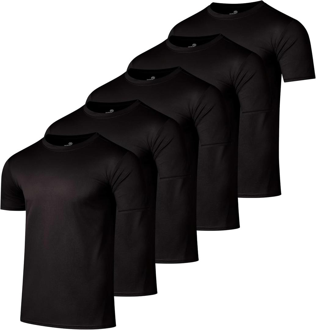 Real Essentials 5 Pack Men's Active Quick Dry Mesh Crew Neck T Shirts | Athletic Short Sleeve Tee, 3XLT