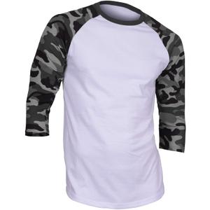Dream USA Men's Casual 3/4 Sleeve Baseball Tshirt Raglan Jersey Shirt White (Medium, White & Dark Gray Camo)