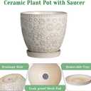 MPotTo Ceramic Planter 8 Inch Plant Pot with Drainage Hole and Saucer Ceramic Pots for Indoor Plants Outdoor Large Flower Pot for Home Decor White