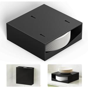 9 Inch 10 Inch Paper Plate Dispenser Under Cabinet Organizer, Paper Plate Holders Wall Mounted, Kitchen Countertop Space Saver, Easy to Relocate for Party, Picnic, RV (Metal, Large, Black)