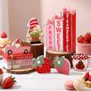 Vercraft 11 Pcs Strawberry Table Decorations Set Strawberry Tiered Tray Decor Spring Summer Wooden Top Farmhouse Rustic Wooden Coffee Table Centerpieces for Home Kitchen Office Decorations