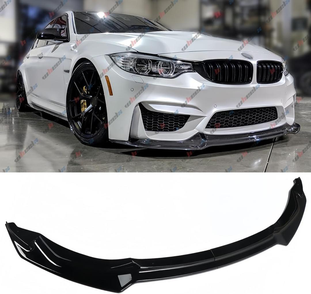 2Pcs Front Bumper Lip Compatible with BMW F80 M3 F82 F83 M4 2015-2020 CS-Style, Fits for 2015 2016 2017 2018 2019 2020, Air Dam Lower Chin Spoiler Splitter (Glossy Black)