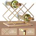 Countertop Wine Rack - 5 Bottle Freestanding Modern Gold Metal Small Wine Rack - Tabletop Wine Holder Stand for Cabinet, Pantry, Wine Bottle Storage