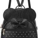 KL928 Girls Mini Backpack Bowknot Polka Dot Cute Daypacks Convertible Shoulder Bag Purse for Women (Black)