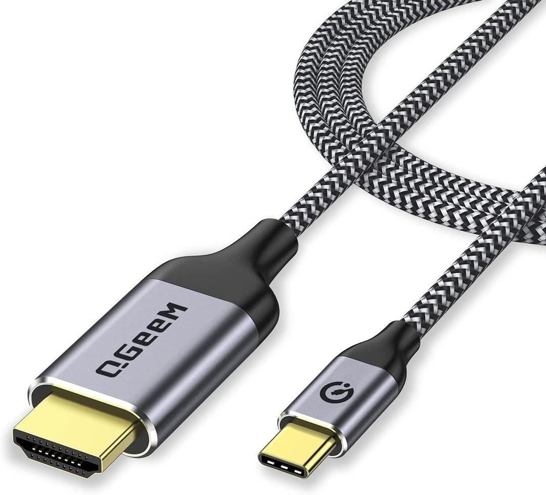 QGeeM USB C to HDMI Cable Adapter 6FT 4K, USB Type C to HDMI Thunderbolt 3/4 Compatible for iPhone 16, Galaxy, MacBook Pro/air, IPad pro, Surface,Dell XPS, HP, Thinkpad, Pixelbook, and More (Grey)