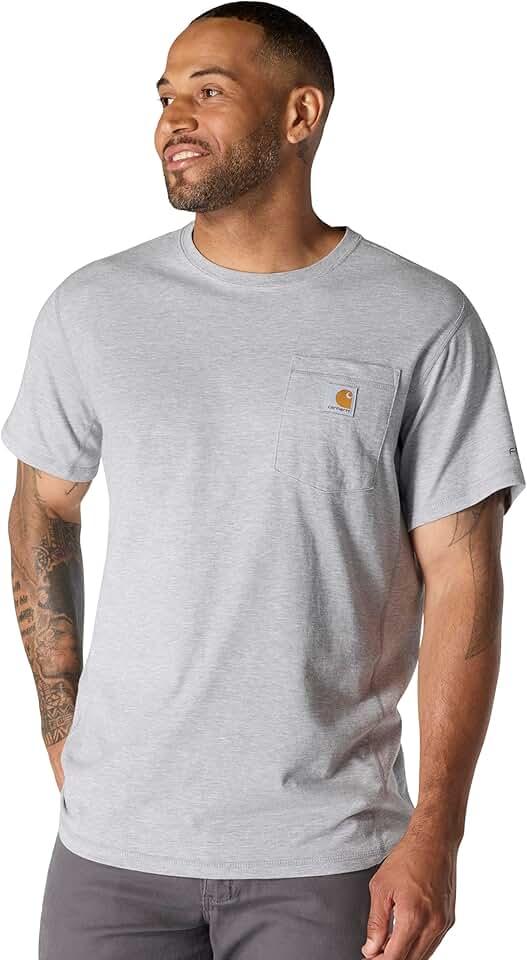 Carhartt Men's Force Relaxed Fit Midweight Short-Sleeve Pocket T-Shirt Size L, Gray