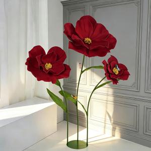 5.8 Ft Giant Artificial Flowers for Decoration,Large EVA Flower Decor,Wedding Arrangements, Birthday Party Banquet Background,Hotel,Office,Window Display(Wine)