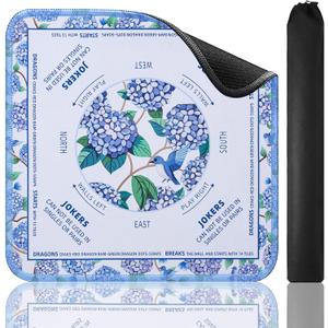 TIASUSAN American White Mahjong Learning Mat (33 x 33) with Black Carrying Bag, Anti-Slip, Noise-Reducing Mahjong Mat for Table
